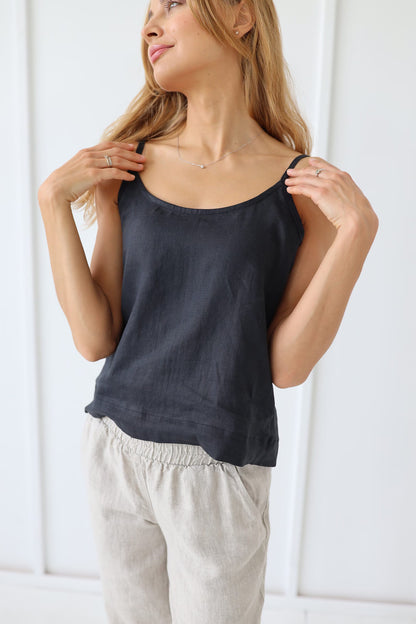 Débardeur femme blanc écru – Top minimaliste à fines bretelles