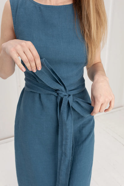 Robe femme verte longue – Robe estivale fluide ceinturée